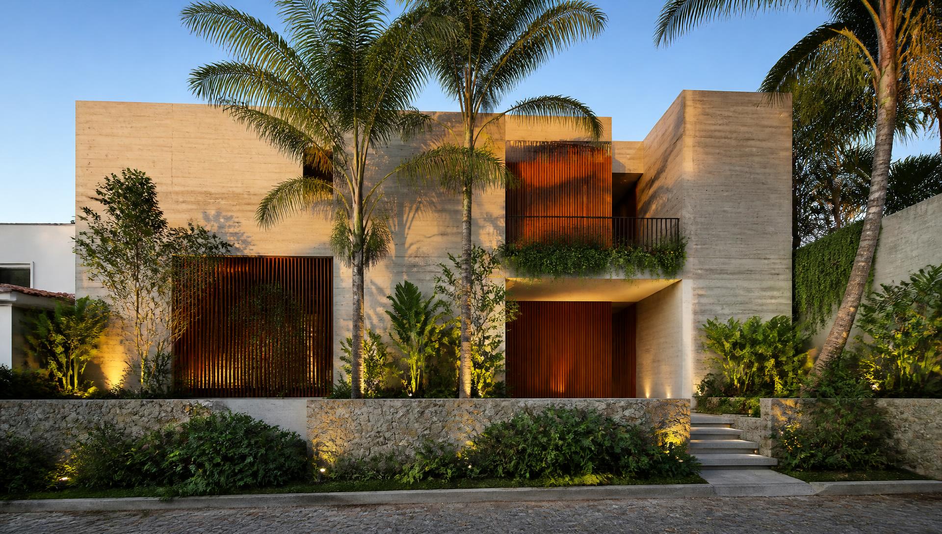 Fachada de residencia contemporánea construida en Puerto Vallarta